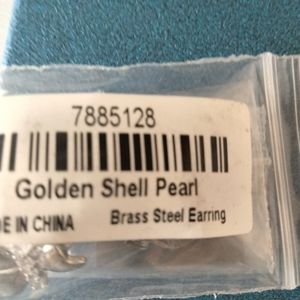 Golden Shell Pearl Brass Steel Earrings